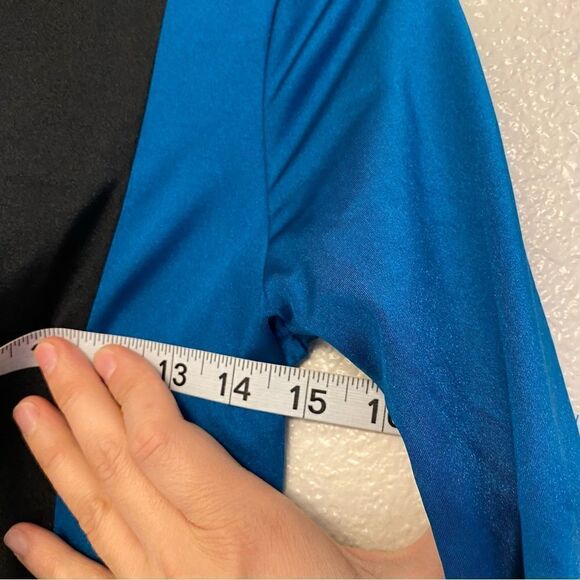 Weissman Balera Dance Costume teal blue dress Make It Rain 10920 Adult medium MA - Picture 5 of 13